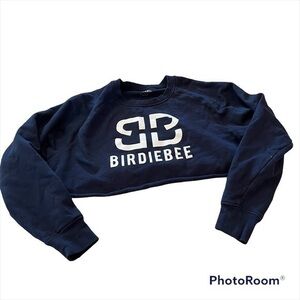 Navy blue BirdieBee cropped crew neck sweatshirt